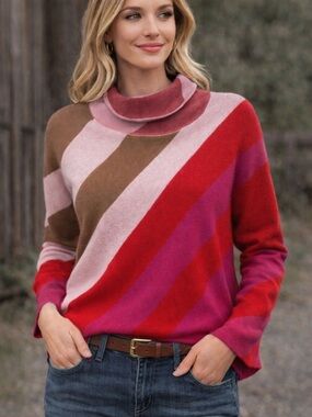 Maeve Multicolor Striped Cowl Neck Sweater